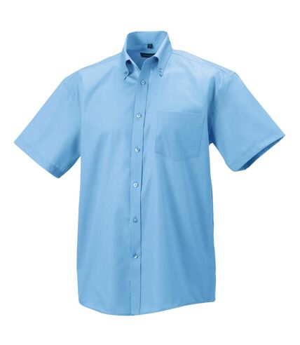 Russell Collection Mens Short Sleeve Ultimate Non-Iron Shirt (Bright Sky)