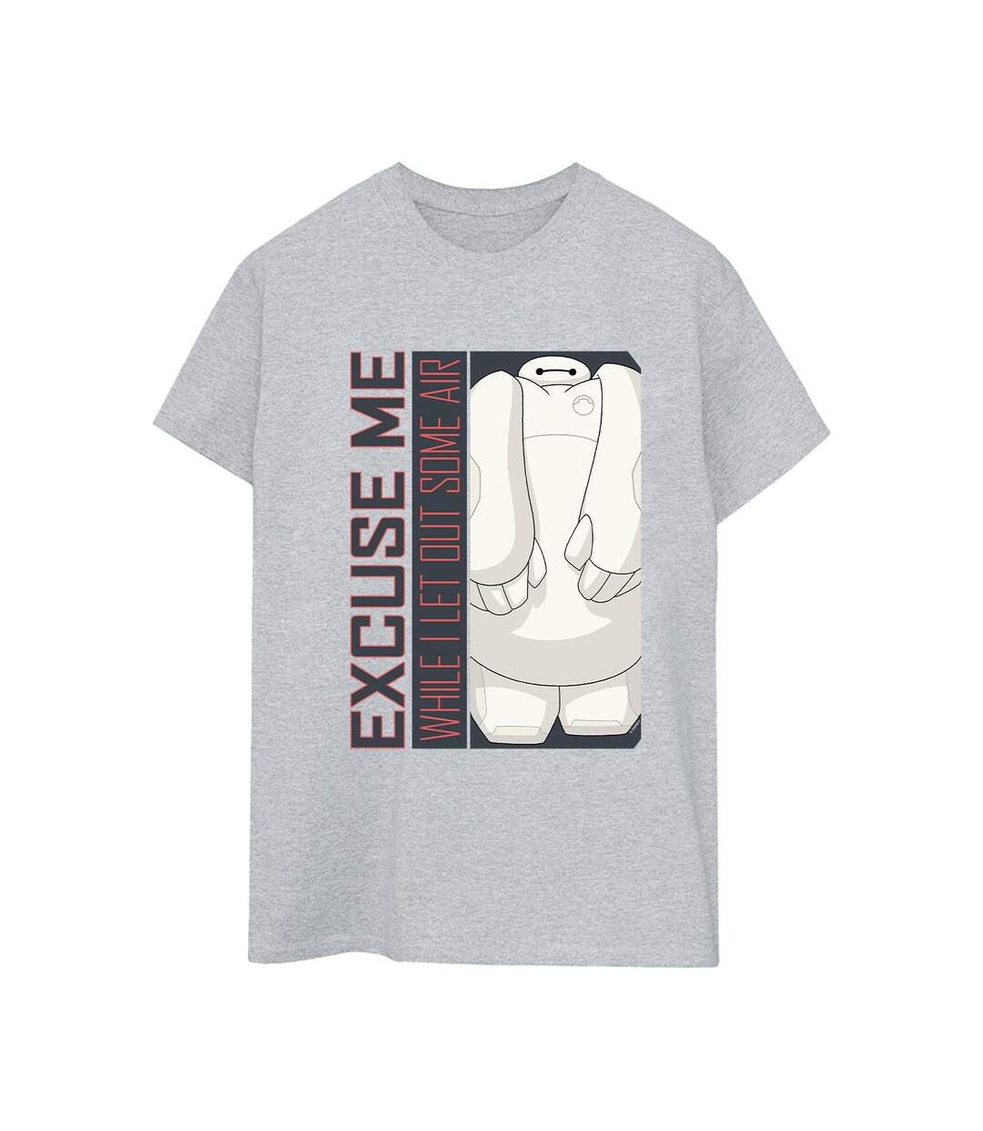 Disney Womens/Ladies Big Hero 6 Baymax Excuse Me Some Air Cotton Boyfriend T-Shirt (Gris sportif) - UTBI15690-1