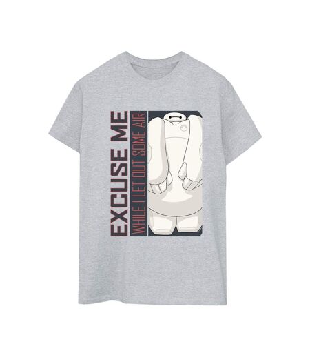 Disney Womens/Ladies Big Hero 6 Baymax Excuse Me Some Air Cotton Boyfriend T-Shirt (Gris sportif) - UTBI15690