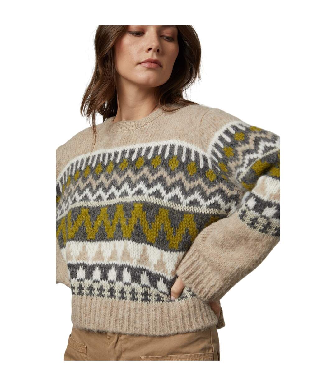 Womens/ladies Fair Isle Regular Jumper Pistachio Velvet By Graham & Spencer-3