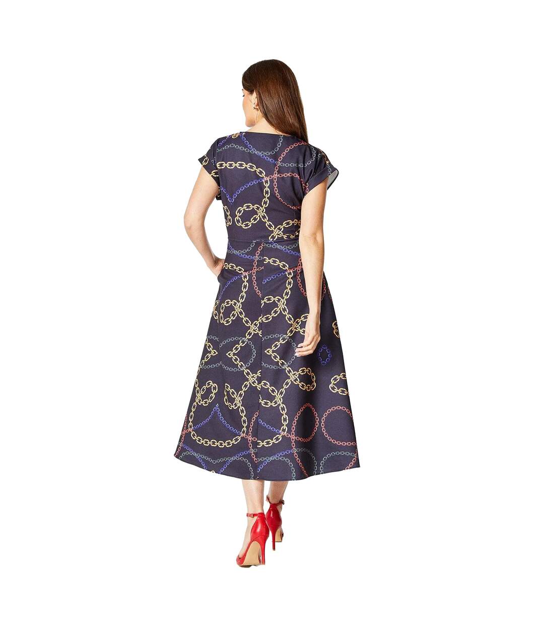 Robe mi-longue femme bleu marine Principles-2