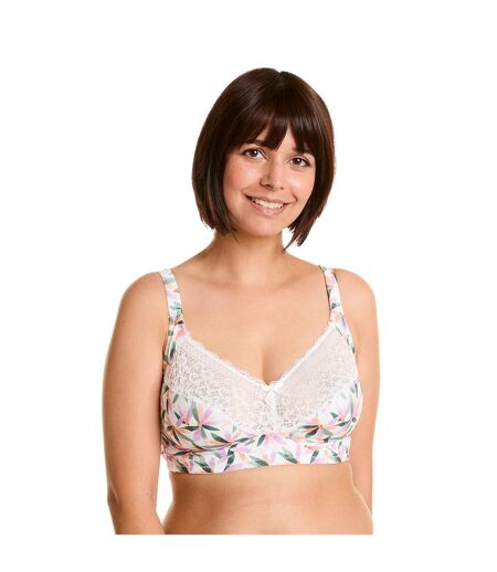 Soutien-gorge sans armatures grand maintien blanc imprimé Ella