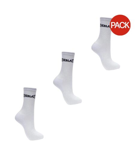 Pack Of 3  Womens/ladies Logo Crew Socks  White Everlast