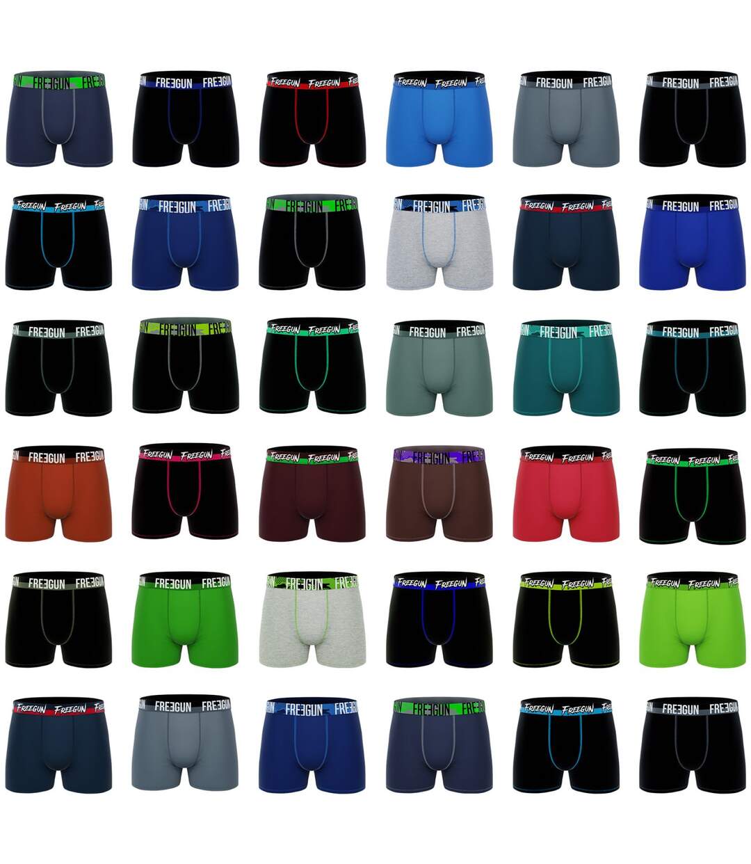 Lot de 12 boxers homme en coton modèles aléatoires Pack surprise Freegun-1