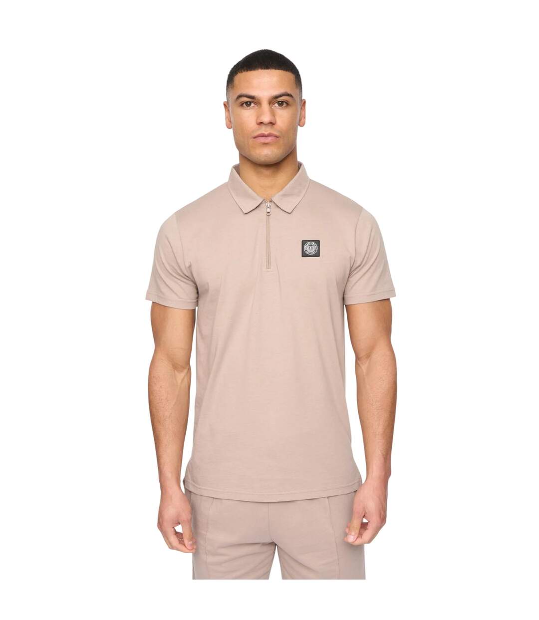Mens henychill polo and shorts set taupe Henleys-1