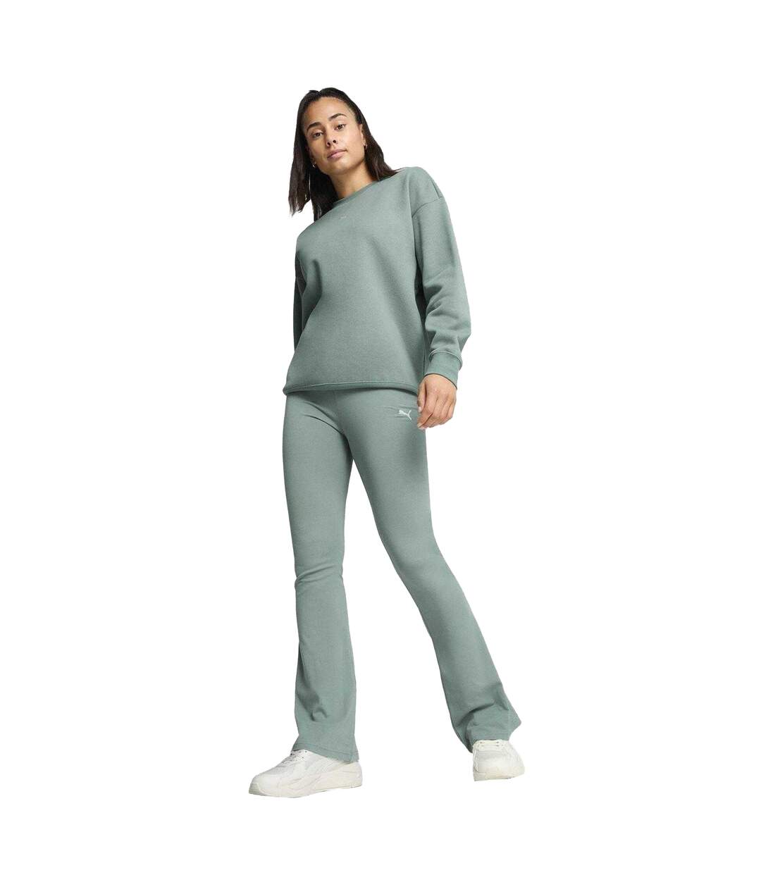 Womens/ladies Smooth High Waist Leggings Green Moon Puma-1