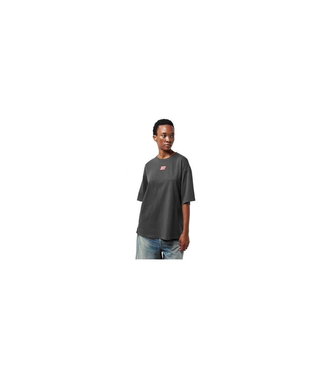 Womens/ladies Back Print T-shirt Washed Black PE Nation-1