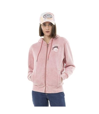 Sweat zippé femme délavé à capuche avec print devant et dos Grunge Vondutch