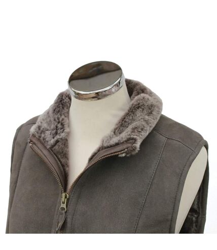 Womens/ladies gilly sheepskin gilet dark vizon Eastern Counties Leather