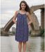 Robe d'été légère à  bretelles pour femme - Coupe ample - Bleu marine fleuri - Taille unique 36/38-4