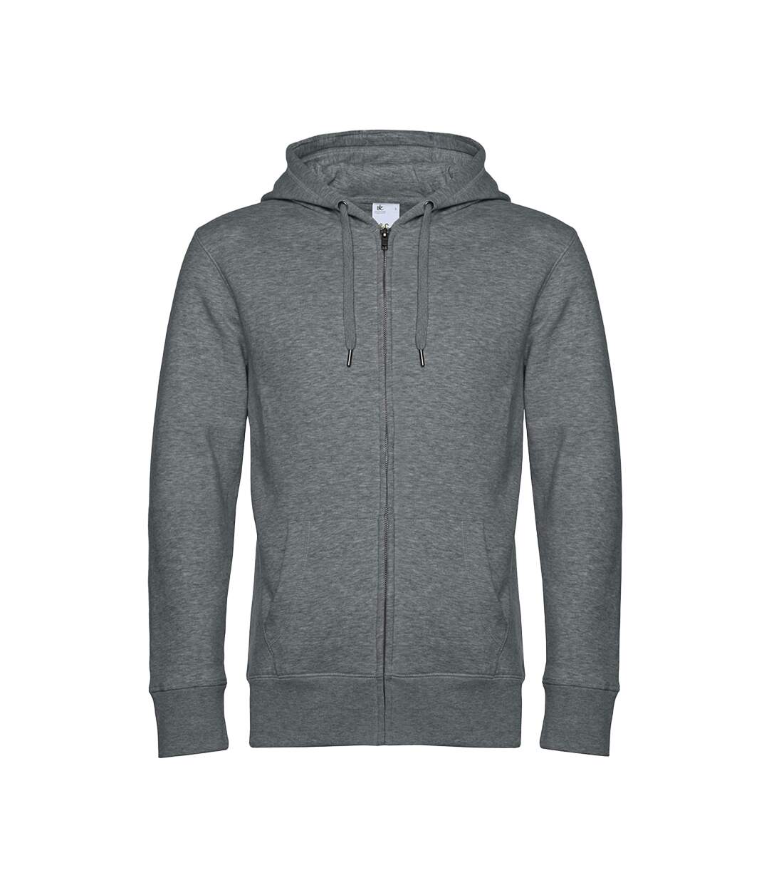 Mens full zip hoodie mid grey heather B&C-1