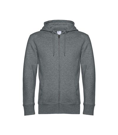 Mens full zip hoodie mid grey heather B&C