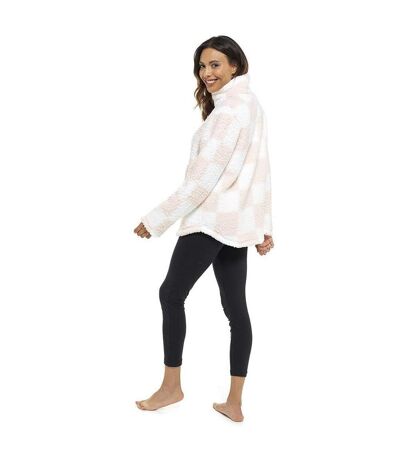 Pull Motif À Carreaux Femme Rose Blanc Keanu