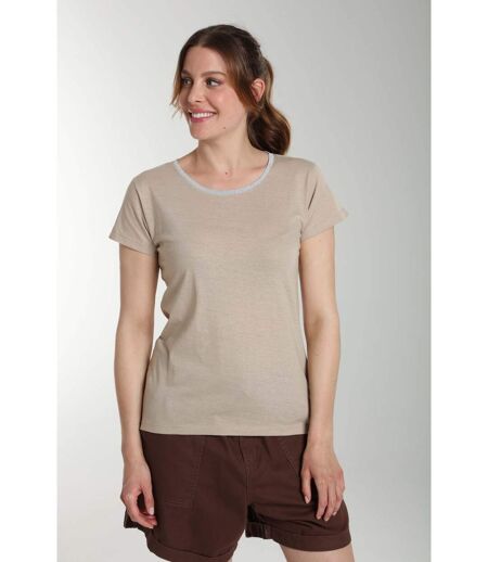 Tee shirt col rond lurex manches courtes femme Tee Summer Taupe Clair | Gerard Pasquier