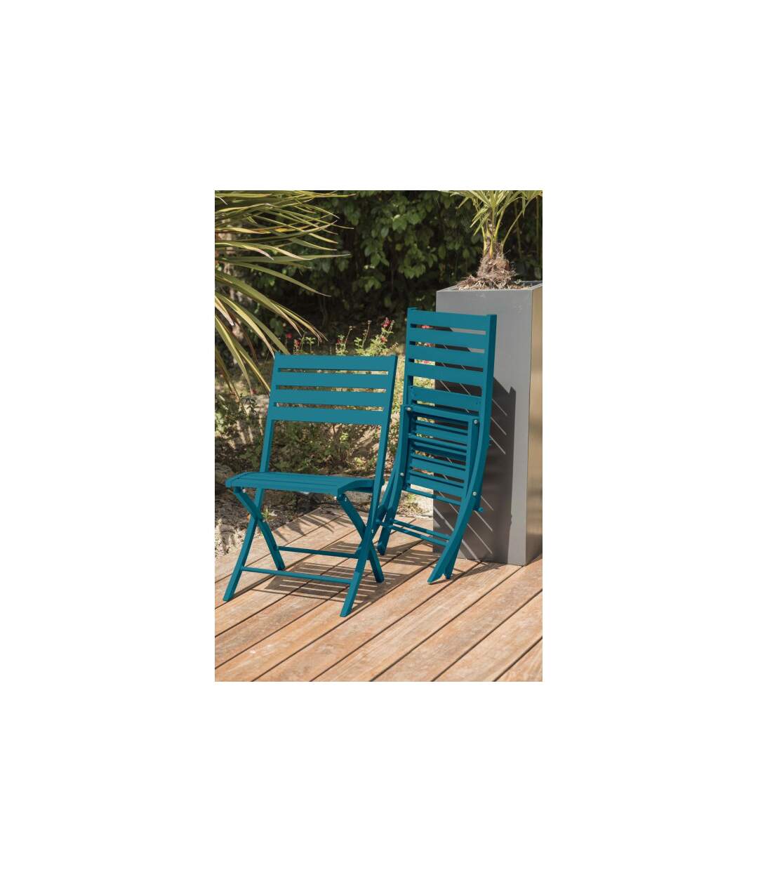 Chaise de Jardin Pliante Marius 82cm Bleu Canard-4