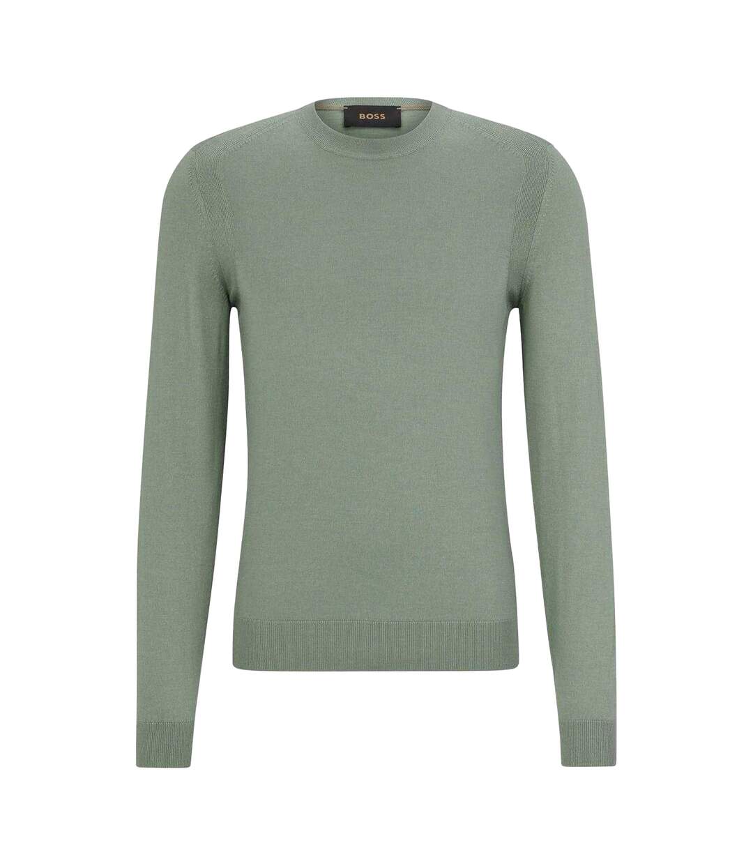 Mens Ribbed Sweater Top Light Green Boss-1