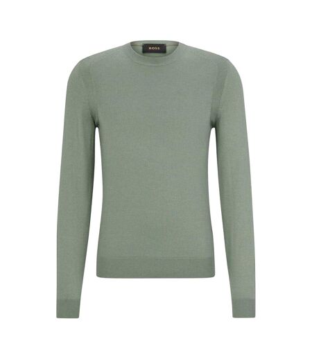 Mens Ribbed Sweater Top Light Green Boss
