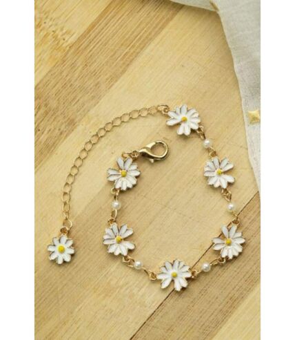 Gold Plated Sun Flower Charms Summer Indie Boho Daisy Floral Bracelet