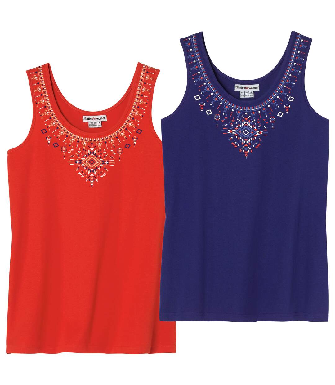 Pack of 2 Women's Vest Tops - Red Navy-1