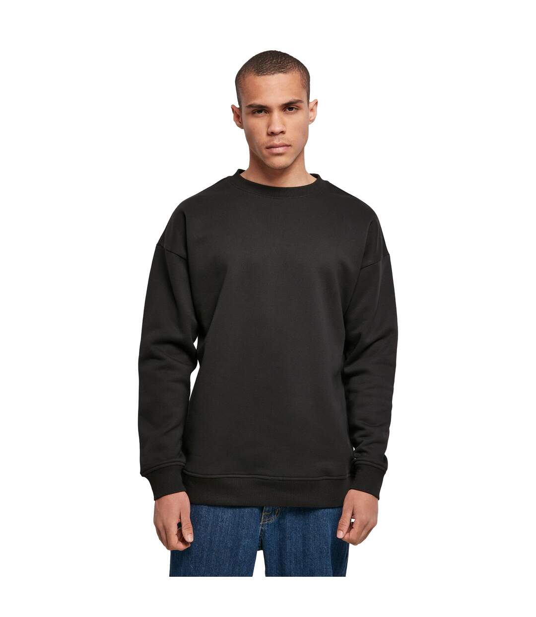 Sweat-shirt À Col Ras Du Cou Pour Hommes Noir Build Your Brand-1