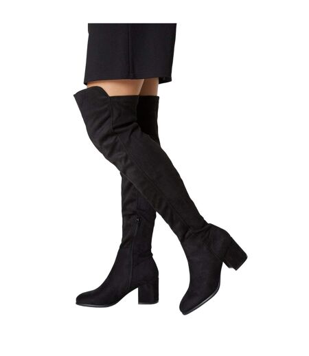 Womens/ladies kelly suedette stretch knee-high boots black Dorothy Perkins