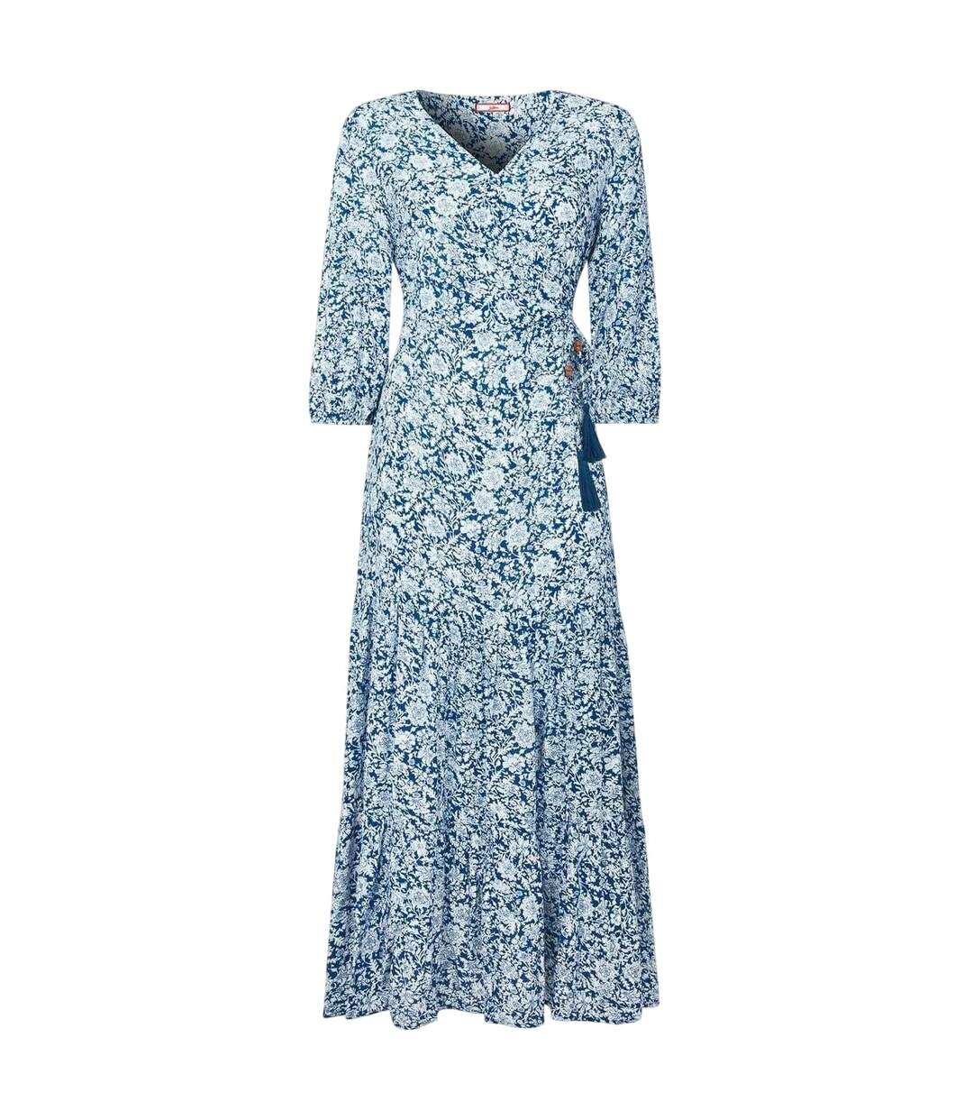 Womens/ladies Flowers Wrap Maxi Dress Blue Joe Browns-2
