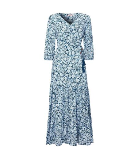 Womens/ladies Flowers Wrap Maxi Dress Blue Joe Browns