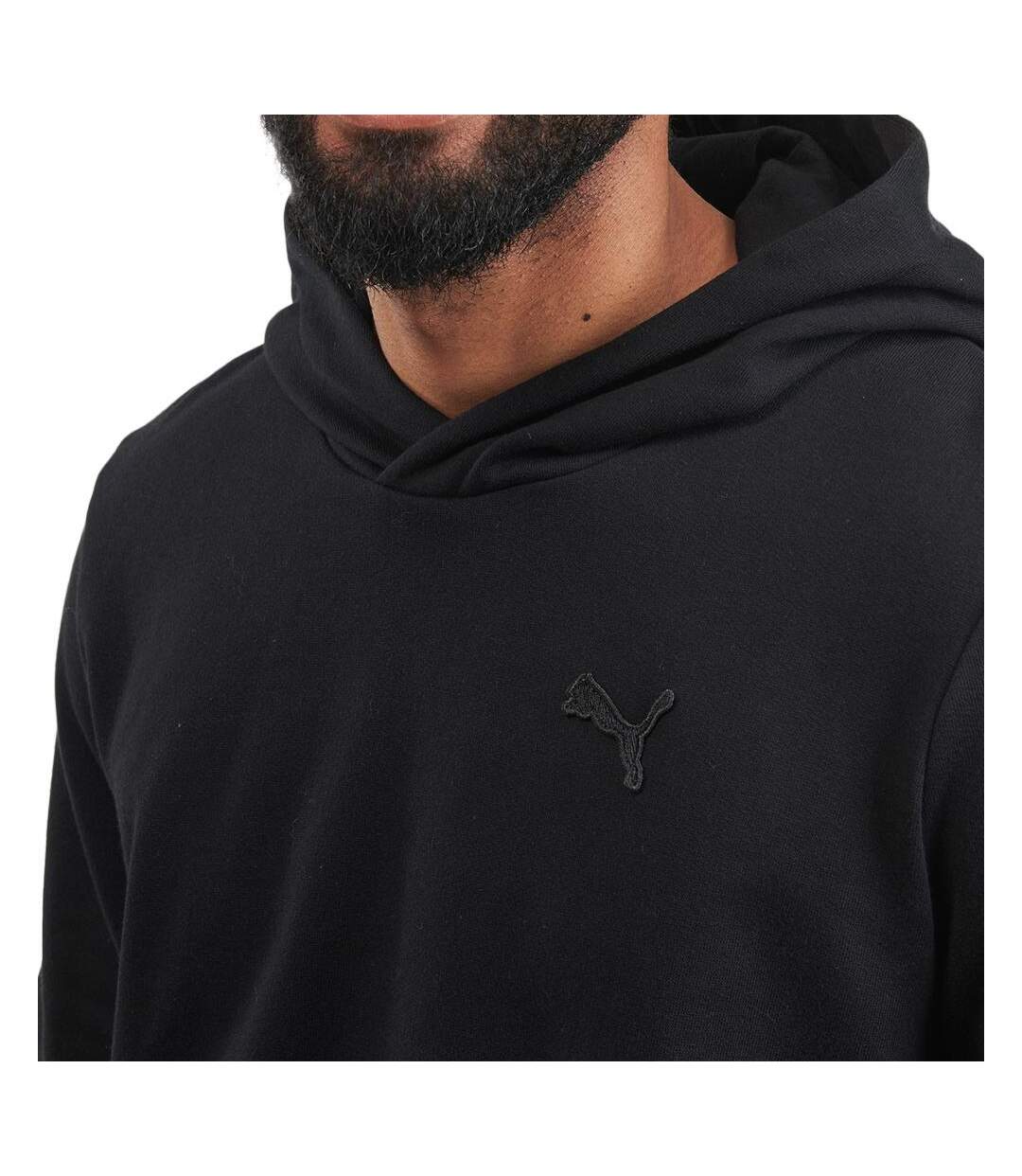 Sweat noir homme puma embroidery-2