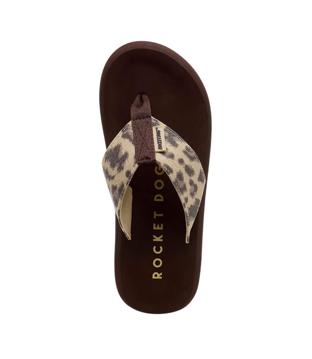 Womens/ladies Adios Leopard Print Flip Flops Tan Rocket Dog-3