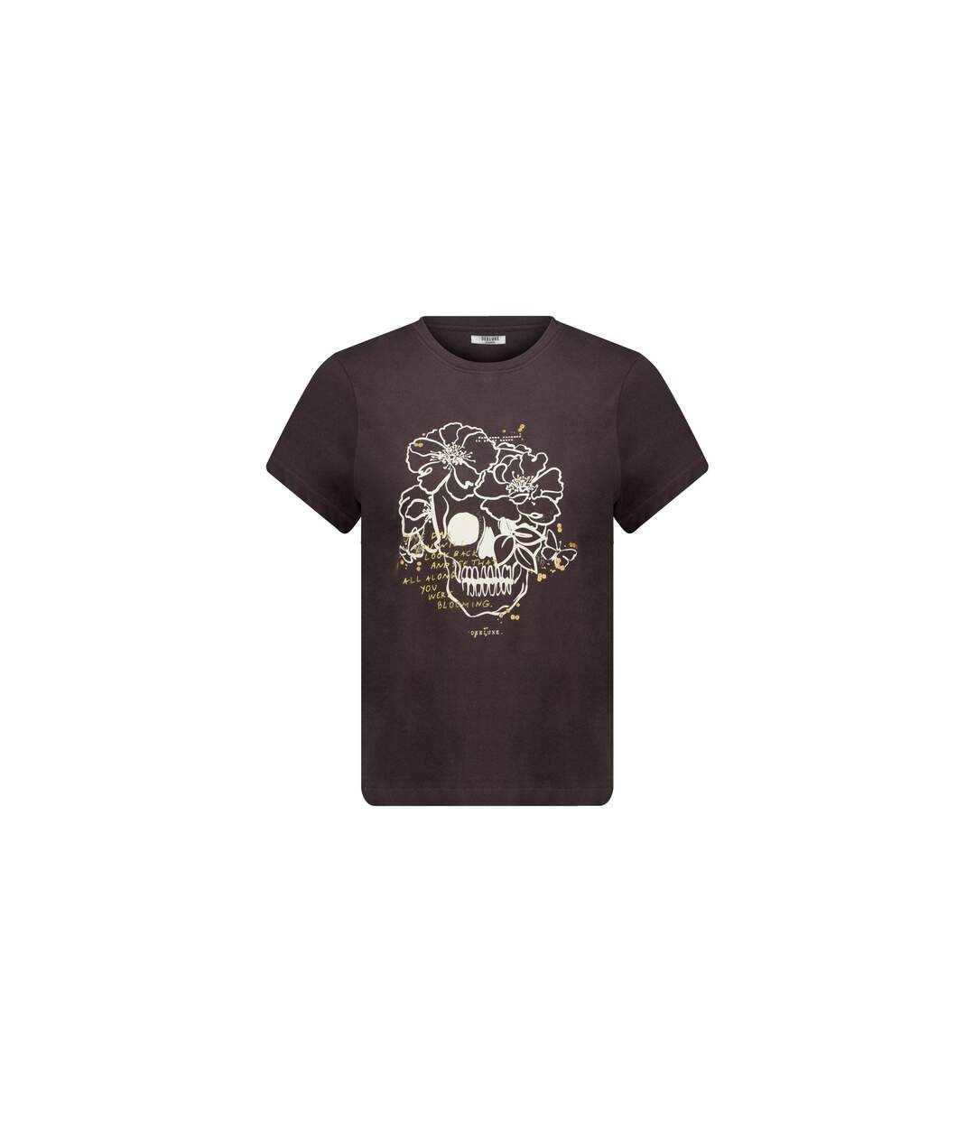 T-shirt manches courtes femme avec motif crâne et fleurs WONDERSKULL-2