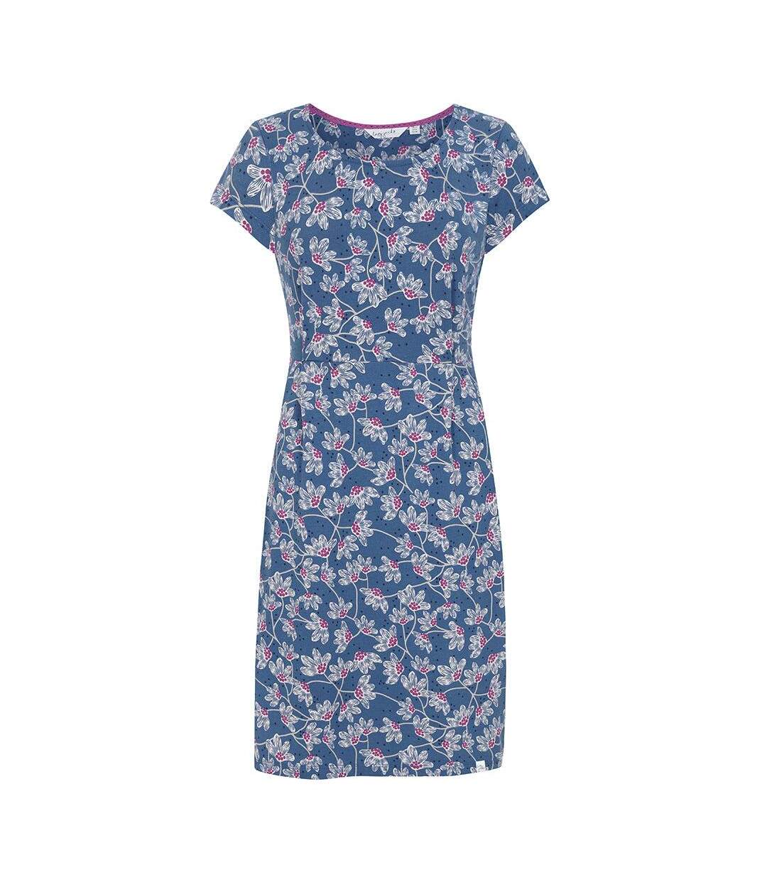 Womens/ladies Wildflower Capped Sleeved Dress Blue Lazy Jacks-2