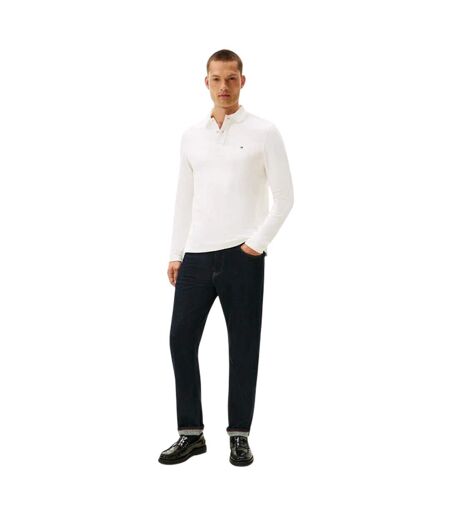 Mens Herringbone Regular Polo Shirt Ecru Tommy Hilfiger