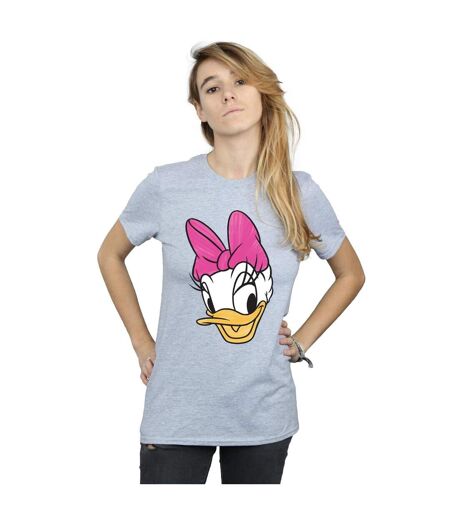Disney Femme/Ladies - T-shirt en coton boyfriend à tête de canard marguerite peinte (Gris sportif) - UTBI36443