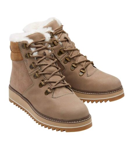 Womens/ladies Mojave Suede Ankle Boots Taupe Grey Toms