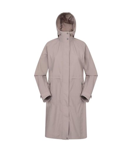 Womens/ladies jade waterproof lightweight long raincoat taupe Animal