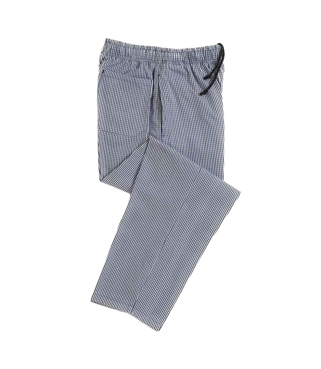 Pantalon de cuisinier adulte bleu / blanc Dennys-1