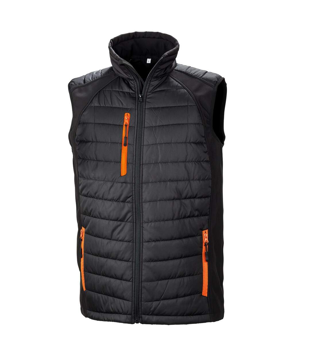 Unisex adult compass softshell padded gilet black/orange Result Genuine Recycled-1