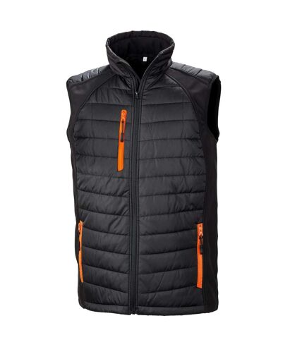 Unisex adult compass softshell padded gilet black/orange Result Genuine Recycled