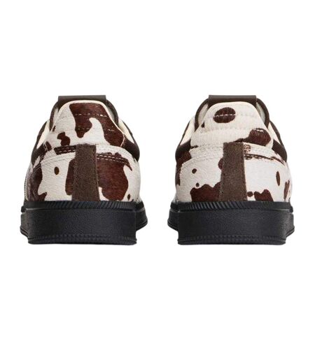 Womens/ladies Greenwich Cow Print Leather Trainers Dark Coffee Tommy Jeans