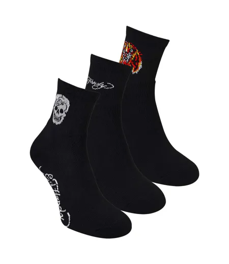 3 Pairs Men Black Quarter Crew Breathable Socks