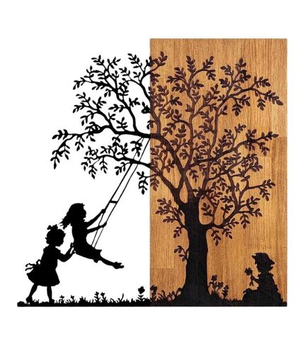 Décoration murale en bois et métal Walnut Arbre et enfants