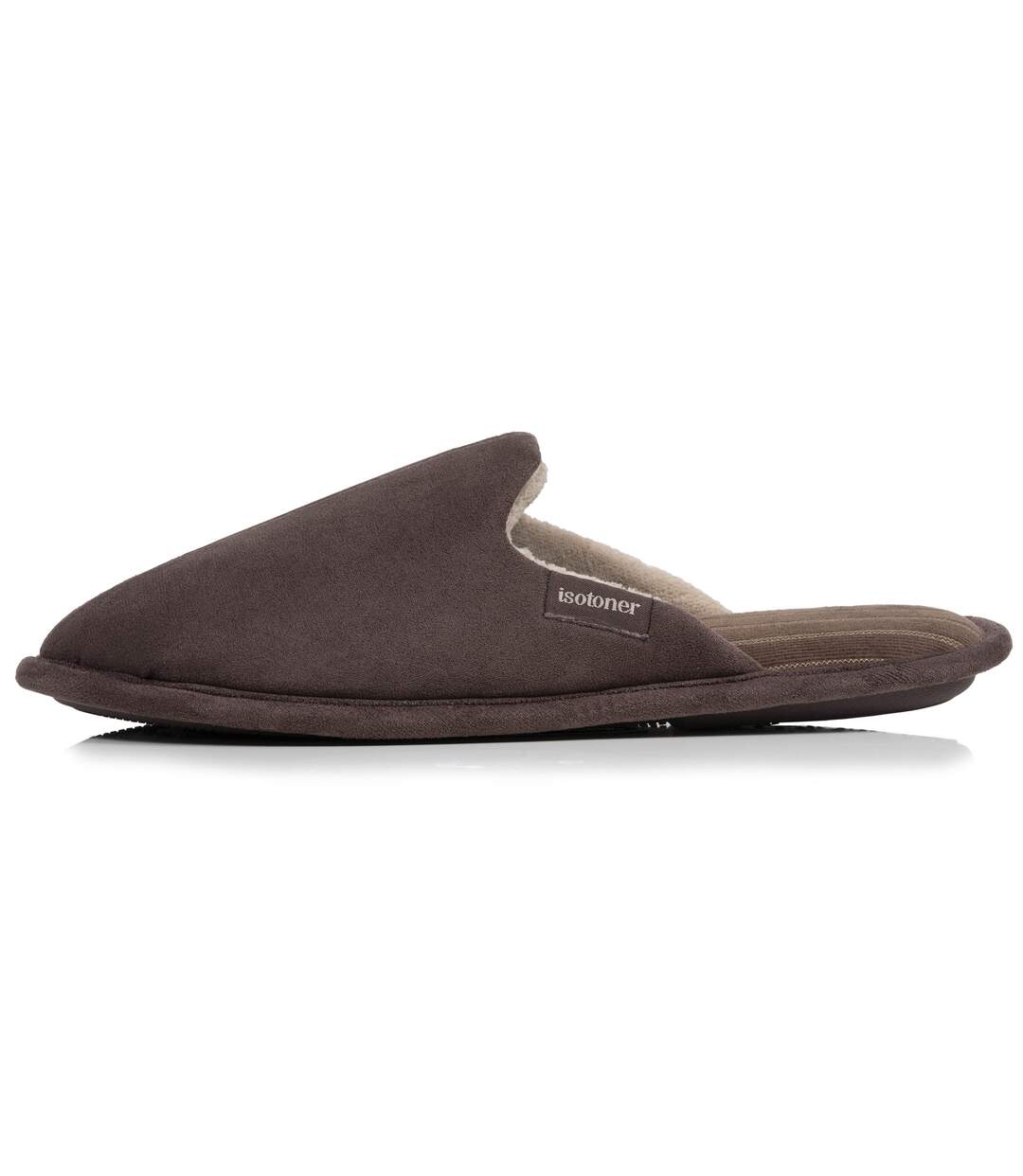 Isotoner Chaussons Mules homme velours, semelle ergonomique, mousse à mémoire forme, design confortable-4