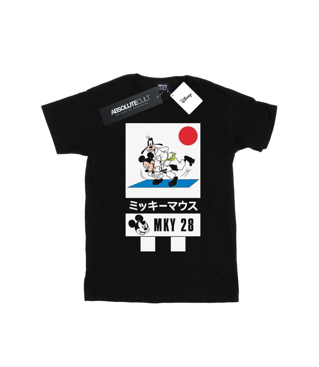 Disney Femme/Les femmes Mickey And Goofy Karate Cotton Boyfriend T-Shirt (Noir) - UTBI37924-1