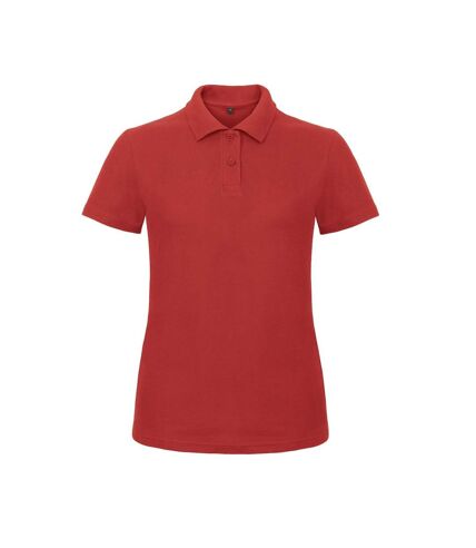 B&C Womens/Ladies ID.001 Plain Short Sleeve Polo Shirt (Red)