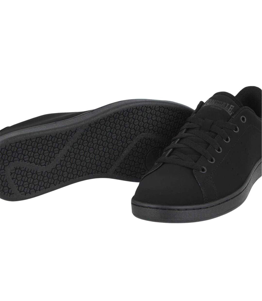 Mens Leyton Leather Flat Trainers Black Lonsdale-4