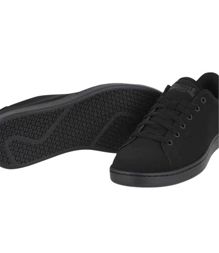 Mens Leyton Leather Flat Trainers Black Lonsdale