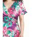 Robe courte col V imprimé exotique-3