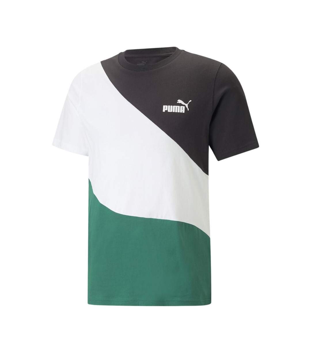 T-shirt Blanc/Noir/Vert Homme Puma Power Cat - S-1