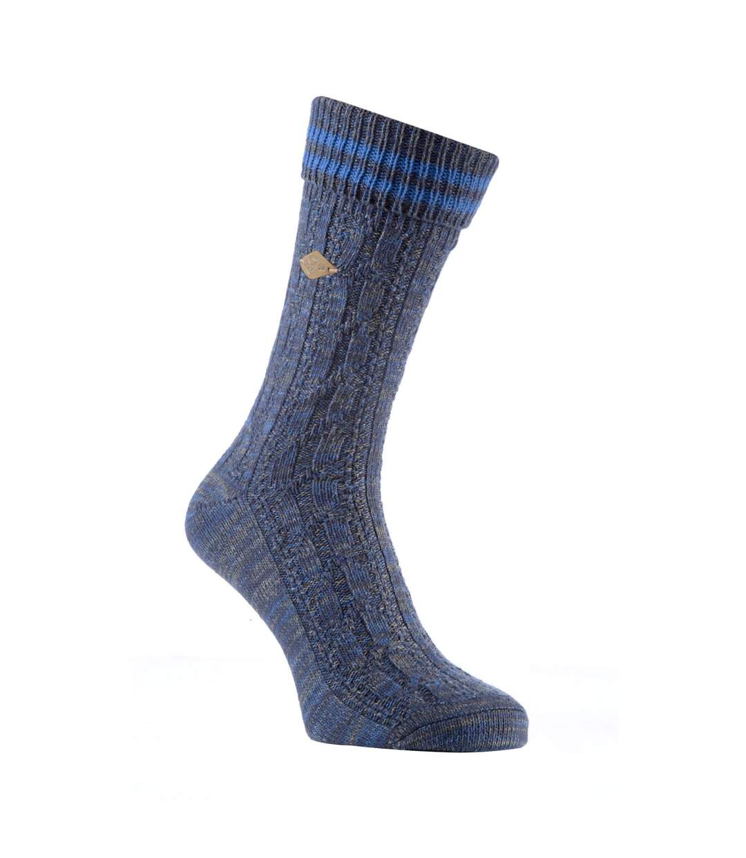 2 Pack Mens Cable Knit Cotton Boot Dress Socks with Turn Over Top-3