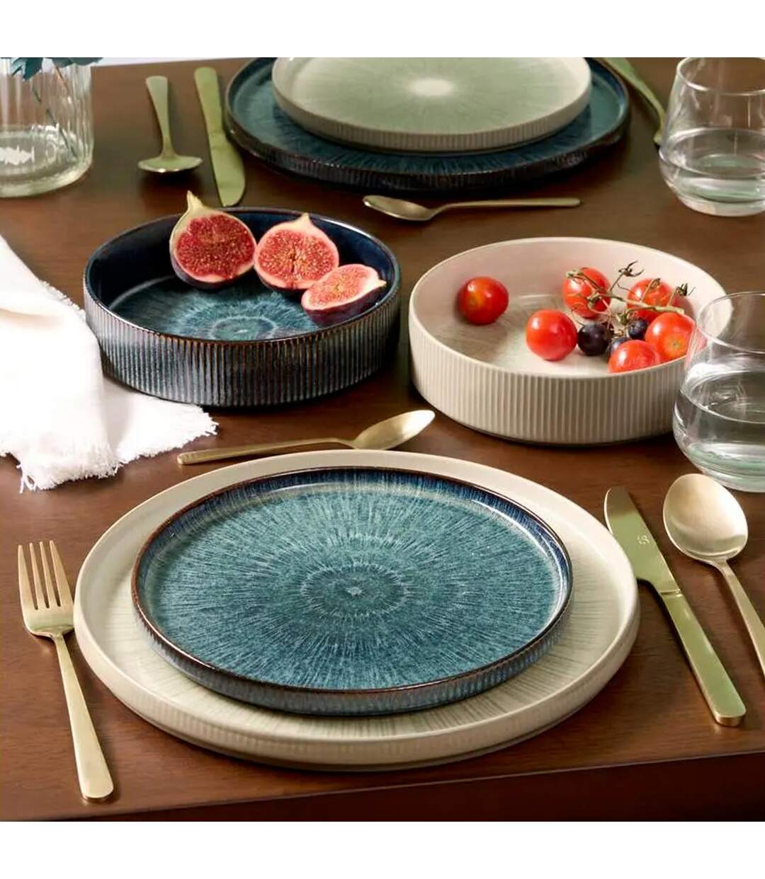 Lot de 6 Assiettes à Dessert Eva 21cm Bleu-3
